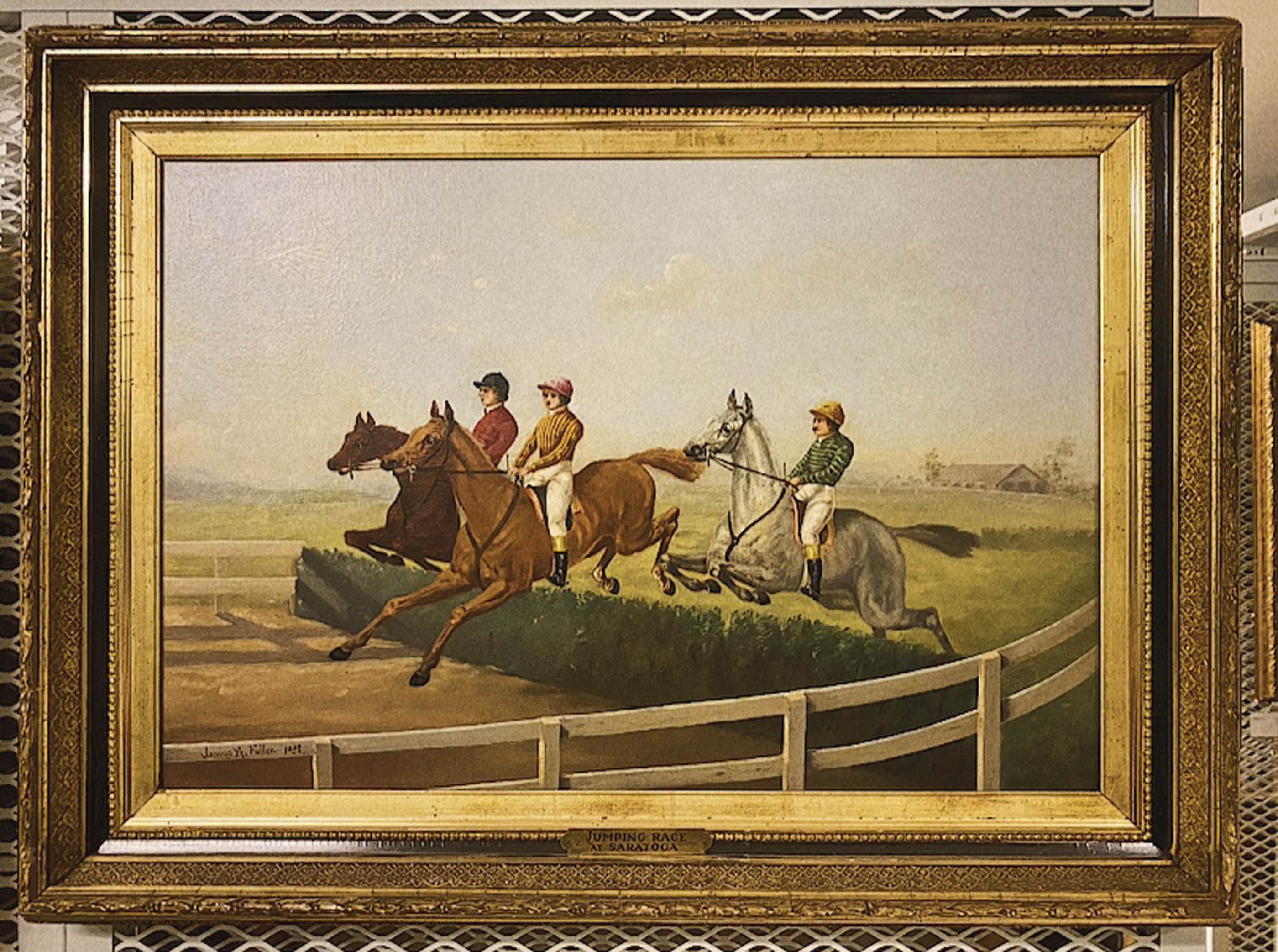 1955.50: Jumping Race at Saratoga by Junius A. Fuller, Oil on canvas, 1882, Gift: Jerome Sayles Hess