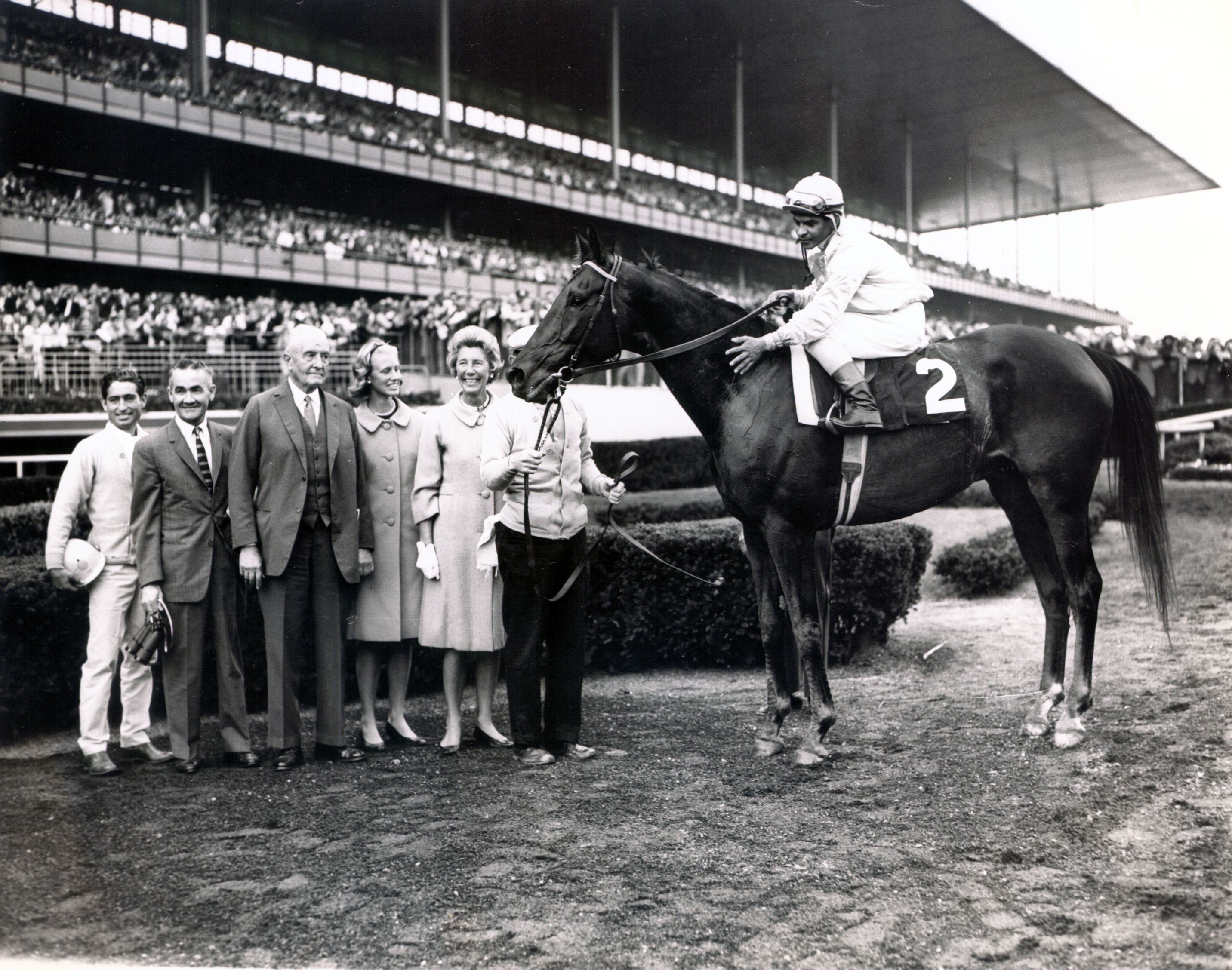 Kelso (Ismael Valenzuela up) in the winner's circle for the 1963 Woodward at Aqueduct (NYRA/Museum Collection)