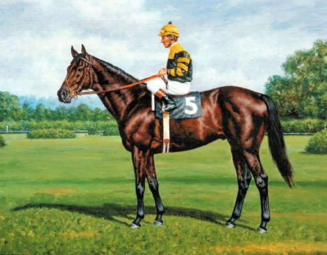 Painting of Seattle Slew with Jean Cruguet up by Richard Stone Reeves