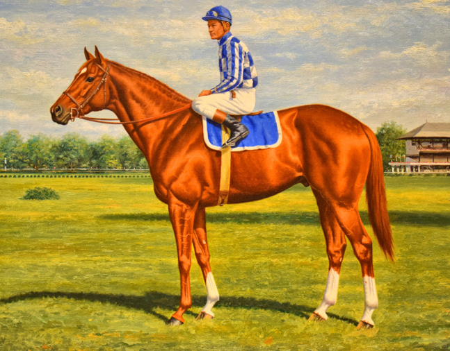 Painting of Secretariat (Ron Turcotte up) by Richard Stone Reeves, 1973 (Museum Collection)