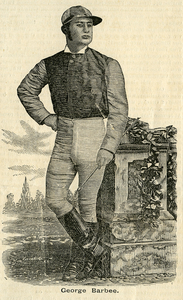 Illustration of jockey George Barbee from New York Sportsman, December 1882 (Keeneland Library Collection)