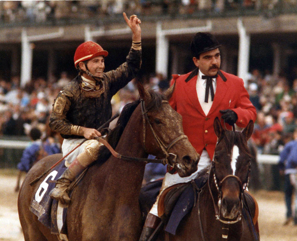 Randy Romero and Personal Ensign after winning the 1988 Breeders' Cup Distaff (Museum Collection)