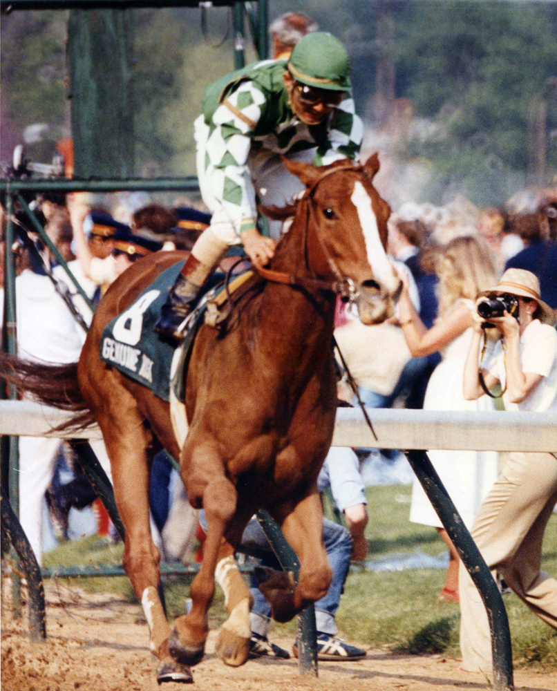 Jacinto Vasquez and Genuine Risk winning the 1980 Kentucky Derby (Churchill Downs Inc./Kinetic Corp. /Museum Collection)