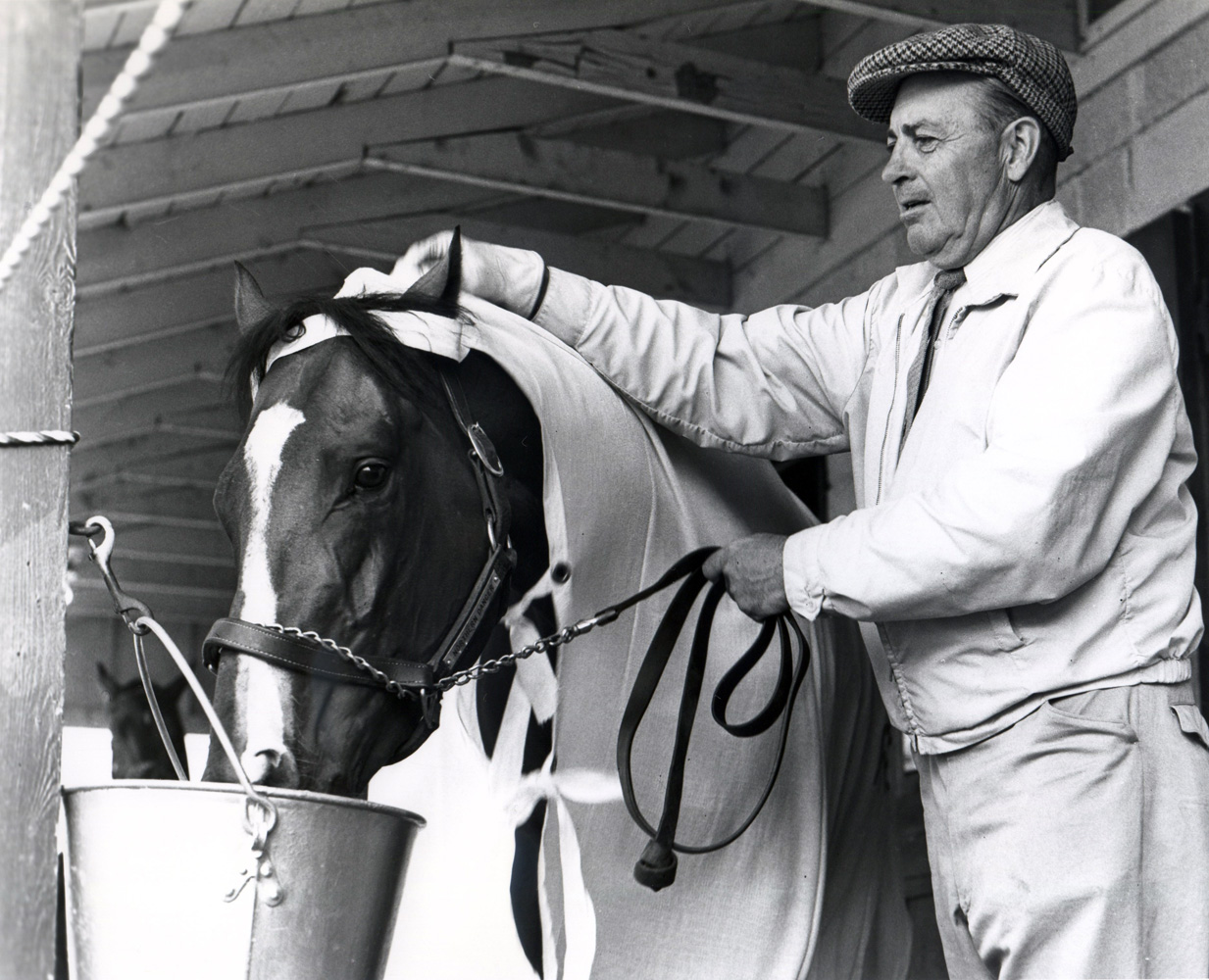 Horatio Luro and Northern Dancer in the barns at Woodbine in 1964 (Michael Burns/Museum Collection)